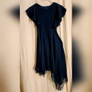 Girls Size 8 Mia Joy Navy Blue Assymetrical Lace Dress